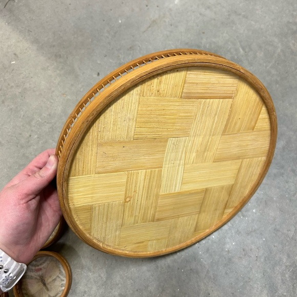 Vintage 1970s Pressed Butterfly BambooTray & Coasters set 5 pieces - Picture 5 of 7